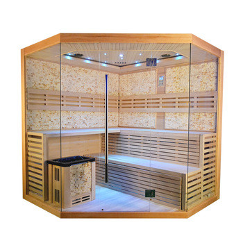 5 - 8 Kişilik Lüks Hemlock Geleneksel Buharlı Sauna Odası, 6kw Soba Isıtıcılı