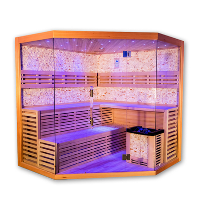 5 - 8 Kişilik Lüks Hemlock Geleneksel Buharlı Sauna Odası, 6kw Soba Isıtıcılı
