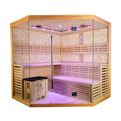 5 - 8 Kişilik Lüks Hemlock Geleneksel Buharlı Sauna Odası, 6kw Soba Isıtıcılı
