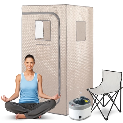 Su geçirmez kumaş tam boy taşınabilir buhar sauna çadırı 1500W rahatlamak için