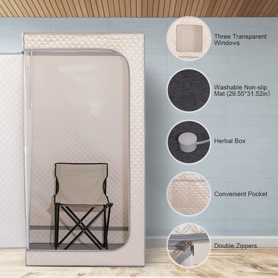 Su geçirmez kumaş tam boy taşınabilir buhar sauna çadırı 1500W rahatlamak için