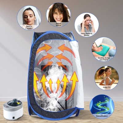 Su geçirmez kumaş Bir kişilik sauna çadırı 1500W gücü olan taşınabilir buhar saunası