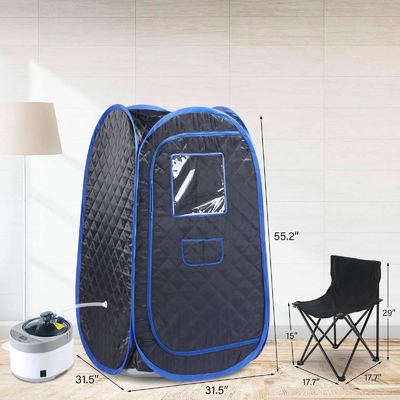 Su geçirmez kumaş Bir kişilik sauna çadırı 1500W gücü olan taşınabilir buhar saunası