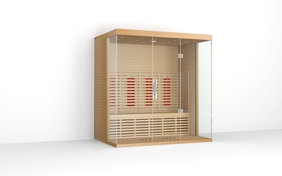 4 kişi kare kapalı uzak kızılötesi sauna odası Kırmızı sedir malzemesi