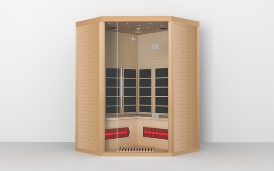 Buhar Odun Kapalı Köşe Kızılötesi Sauna Odası Hemlock Kırmızı Sedir Malzemesi