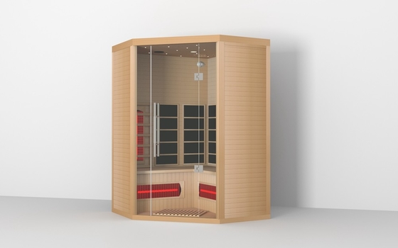 Buhar Odun Kapalı Köşe Kızılötesi Sauna Odası Hemlock Kırmızı Sedir Malzemesi