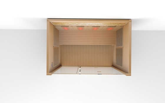 Katı ahşap 4 kişilik kızılötesi sauna odası kapılı kızılötesi kuru ahşap sauna
