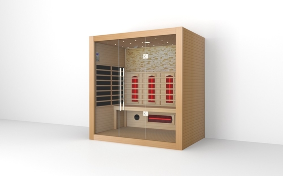 Katı ahşap 4 kişilik kızılötesi sauna odası kapılı kızılötesi kuru ahşap sauna