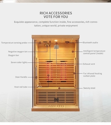 Karbon Fiber Isıtma Hemlock Uzak Kızılötesi Sauna 2 kişilik Sauna Odası
