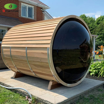 Panoramik Cam Ahşap Fıçı Sauna Açık Hava Ev Kullanımı Buhar Sauna Odası