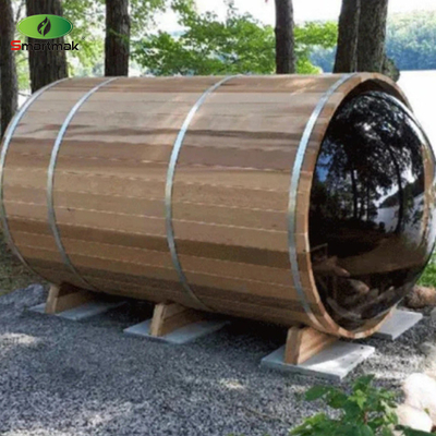 Panoramik Cam Ahşap Fıçı Sauna Açık Hava Ev Kullanımı Buhar Sauna Odası