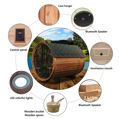 Panoramik Manzara Katı Ahşap Açık Hava Buhar Fıçı Sauna Hızla Isınır