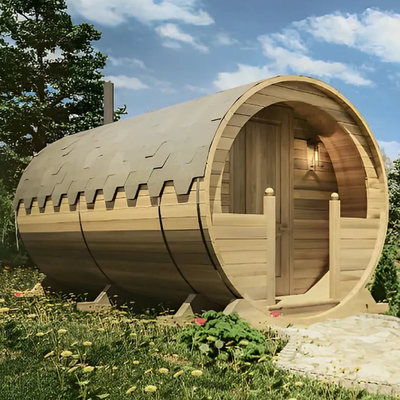 Panoramik Manzara Katı Ahşap Açık Hava Buhar Fıçı Sauna Hızla Isınır