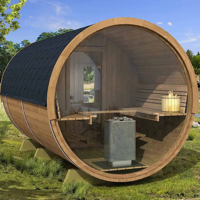 Panoramik Manzara Katı Ahşap Açık Hava Buhar Fıçı Sauna Hızla Isınır