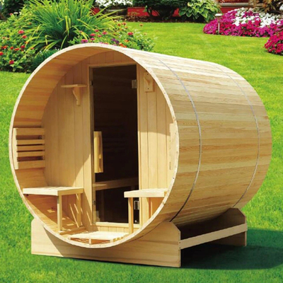 Kanada Sedir / Hemlock Ahşap 6 kişilik Büyük Yanık Açık Barrel Sauna