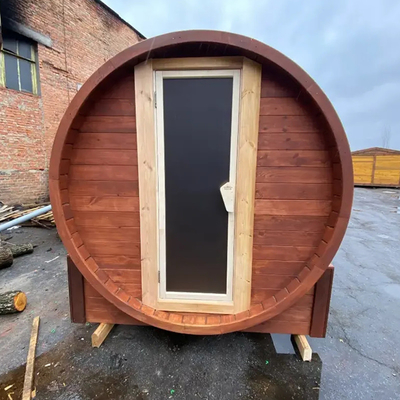 Katı Ahşap Bahçe Panoramik Manzara Fıçı Açık Sauna Odunlu Fırınla