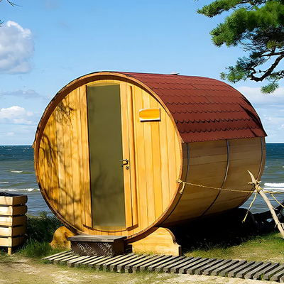 Katı Ahşap Bahçe Panoramik Manzara Fıçı Açık Sauna Odunlu Fırınla