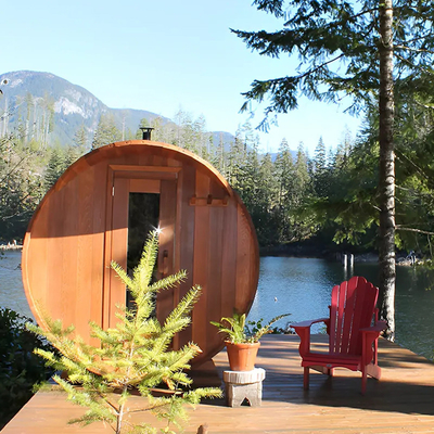 Katı Ahşap Bahçe Panoramik Manzara Fıçı Açık Sauna Odunlu Fırınla