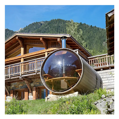Katı Ahşap Bahçe Panoramik Manzara Fıçı Açık Sauna Odunlu Fırınla