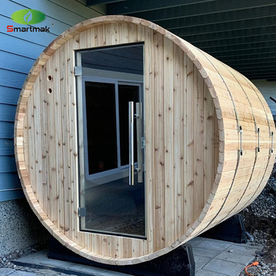 5 kişilik açık hava saunası Kanadalı sedir ısıtıcı ön verandalı ahşap fıçı saunası