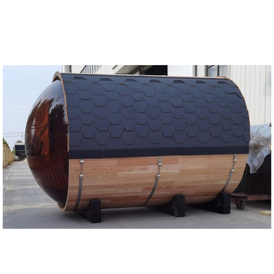 Kırmızı Sedir Hemlock Ahşap Bahçe Panoramik Pencereli Açık Barrel Sauna