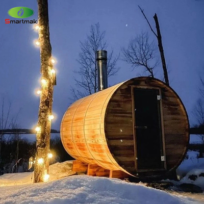 6 kişilik Kırmızı Sedir Ahşap Fıçı Odunlu Açık Sauna
