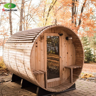 6 kişilik Kırmızı Sedir Ahşap Fıçı Odunlu Açık Sauna