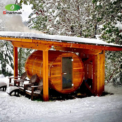 6 kişilik Kırmızı Sedir Ahşap Fıçı Odunlu Açık Sauna