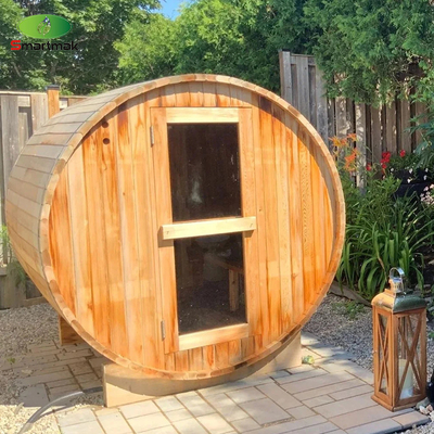 Kuru Buharlı Spa Ağaç Ateşi Dış Suya Karşılıklı Fıçı Sauna Oda Bahçe Kullanımı