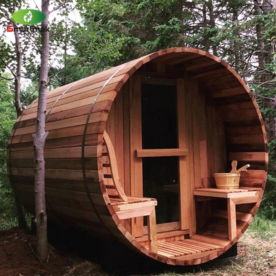 Kuru Buharlı Spa Ağaç Ateşi Dış Suya Karşılıklı Fıçı Sauna Oda Bahçe Kullanımı