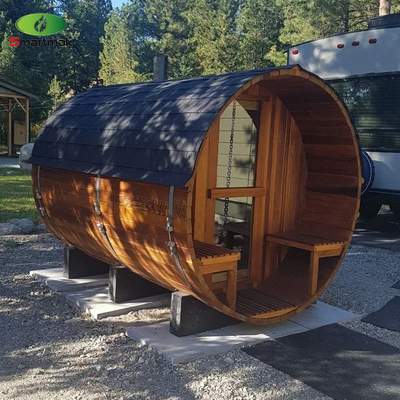 Kuru Buharlı Spa Ağaç Ateşi Dış Suya Karşılıklı Fıçı Sauna Oda Bahçe Kullanımı