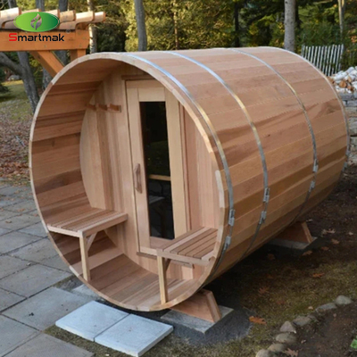 Dışarıdaki Ahşap Fıçı Sauna Odası Bahçe Kullanımı İçin Katı Ahşap Sauna