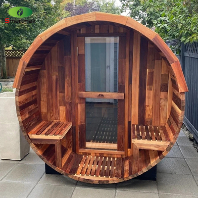 Dışarıdaki Ahşap Fıçı Sauna Odası Bahçe Kullanımı İçin Katı Ahşap Sauna