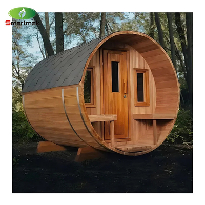 Dışarıdaki Ahşap Fıçı Sauna Odası Bahçe Kullanımı İçin Katı Ahşap Sauna