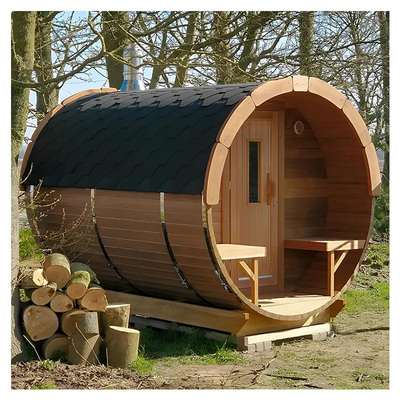 Modern Dış Su geçirmez Katı Ahşap Sauna 2 - 6 Kişi Fırın Isıtma Sauna Fıçı
