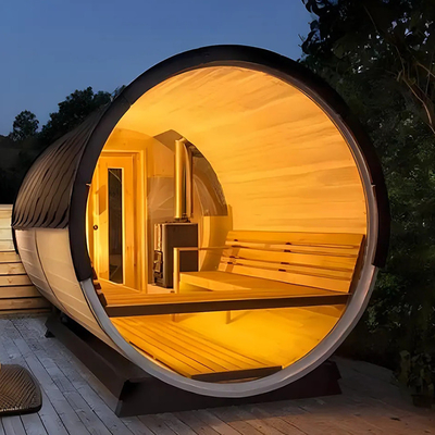 Kuru Buhar Ahşap Sauna Salonu Sağlık Ahşap Banyo Fıçı Buhar Saunası