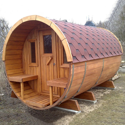 Dışarıdaki Sedir Sauna Fıçı Odunlu Ocağın 6 kişilik kuru buharlı sauna