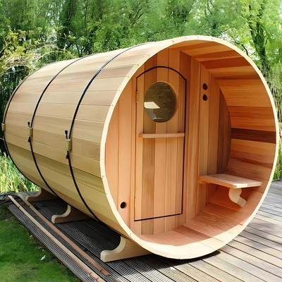 Kanadalı Ahşap Hemlock / Kırmızı Sedir Fıçı Geleneksel Buhar Saunası Açık Hava için