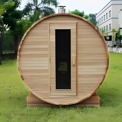 Kırmızı Sedir Ahşap Fıçı Sauna Islak Buhar Geleneksel Ahşap Sauna Odası