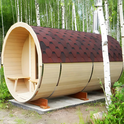 Kırmızı Sedir Ahşap Fıçı Sauna Islak Buhar Geleneksel Ahşap Sauna Odası