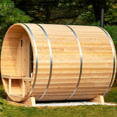 Kırmızı Sedir Ahşap Fıçı Sauna Islak Buhar Geleneksel Ahşap Sauna Odası