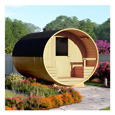 Kırmızı Sedir Ahşap Fıçı Sauna Islak Buhar Geleneksel Ahşap Sauna Odası