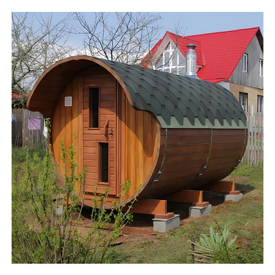 Ahşap Dışarıdaki Kanadalı Kırmızı Sedir Buhar Fıçı Sauna Fırın Isıtma ile