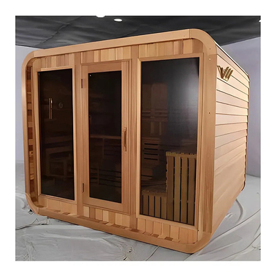 Kanadalı Kırmızı Sedir Küp Açık Hava Kuru Sauna Odası Geleneksel Ahşap Sauna