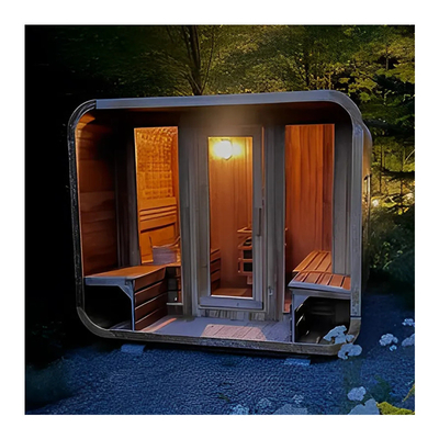 Açık Hava Kuru Sauna Kırmızı Sedir Fıçı Küp Sauna Odası 6-8 kişilik