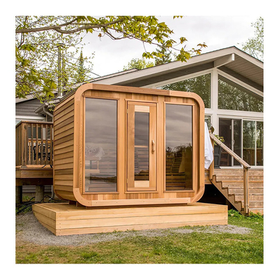 Açık Hava Kuru Sauna Kırmızı Sedir Fıçı Küp Sauna Odası 6-8 kişilik