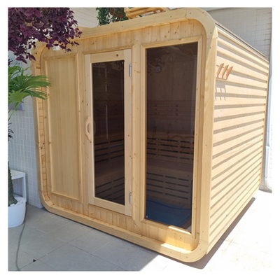Açık hava kuru sauna 6-8 kişi saf Kanadalı Kırmızı Sedir Ağaç Açık hava buhar küp sauna