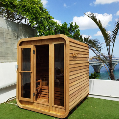 Açık hava kuru sauna 6-8 kişi saf Kanadalı Kırmızı Sedir Ağaç Açık hava buhar küp sauna