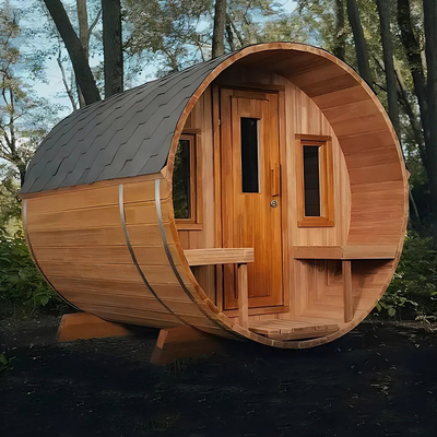 Açık Hava Otel Katı Ahşap Termo Ahşap Sauna Fıçı Bilgisayar Kontrol Panelleri Geleneksel Sauna