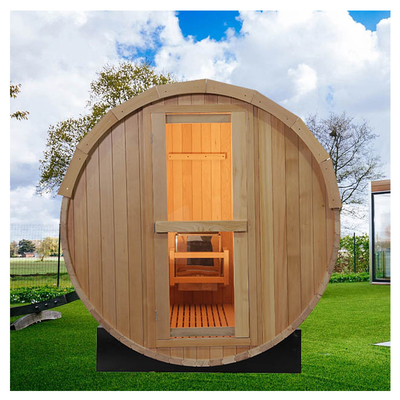 Hemlock Ahşap Panoramik Büyük Fıçı Açık Sauna 4-8 Geleneksel Ahşap Fıçı Buhar Saunası
